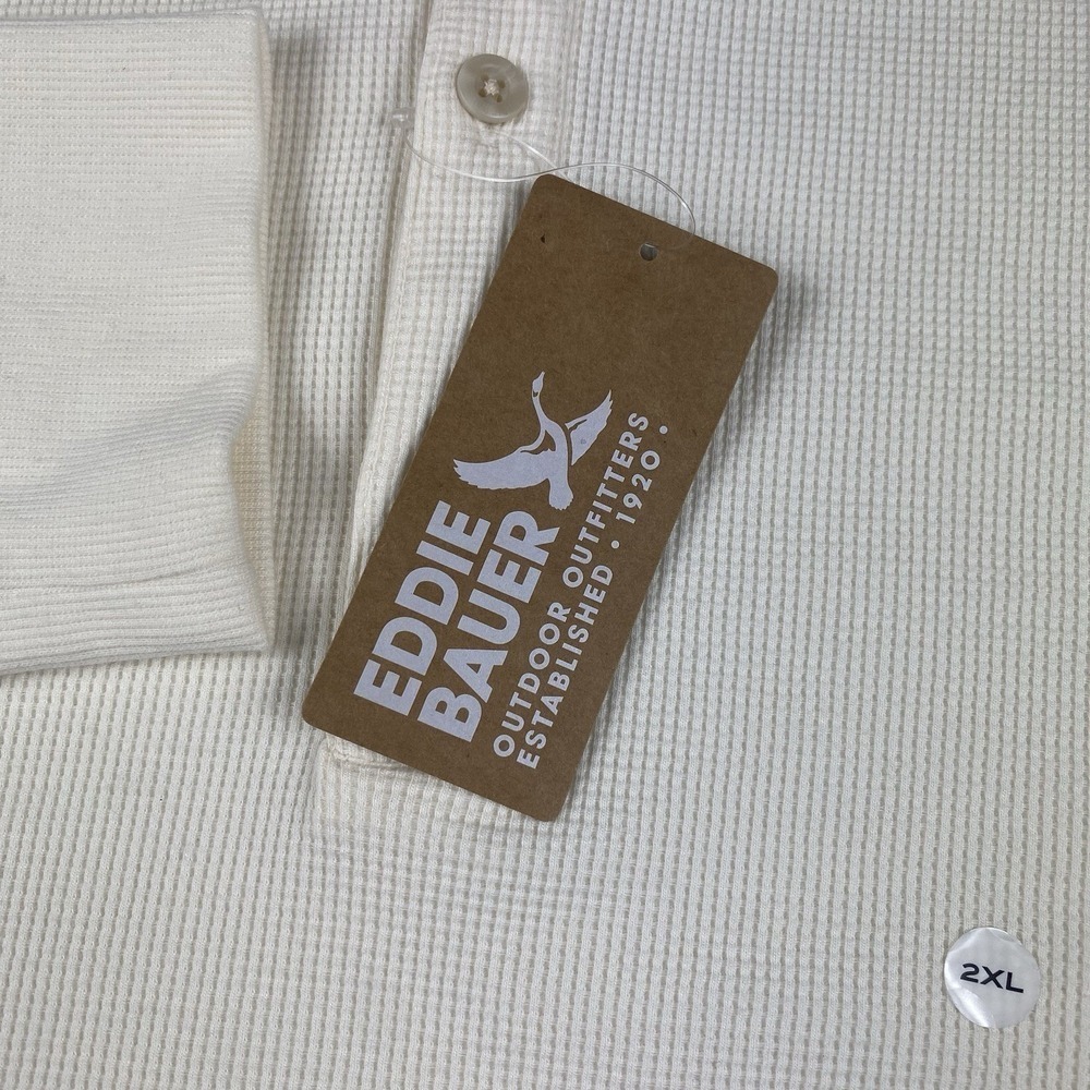 Eddie Bauer Thermal Henley Long Sleeve Hunting Shirt Mens 2XL Undyed White NWT - Picture 5 of 12